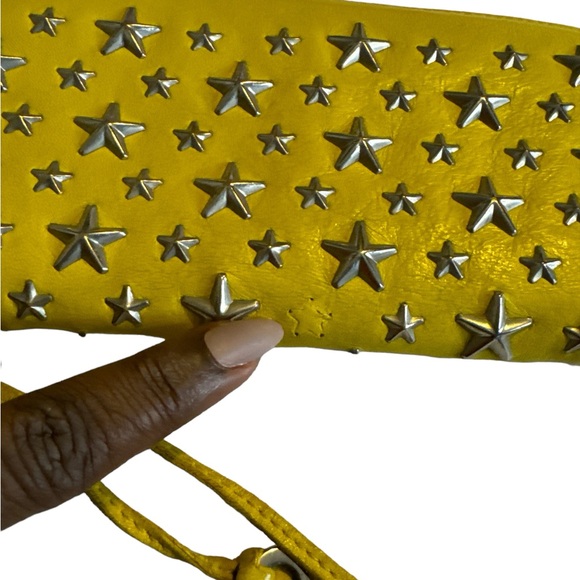 Jimmy Choo Yellow Silver Nelli Star Studded Envelope Long Wallet Italy GUC - Picture 5 of 9
